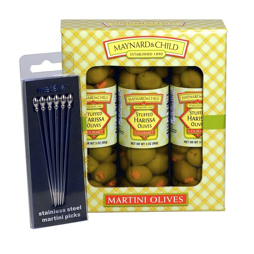 Gift Pack of Harissa Stuffed Martini Olives - Martini Picks included