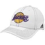 adidas Los Angeles Lakers White Team Logo L/XL Structured Flex-Fit Hat