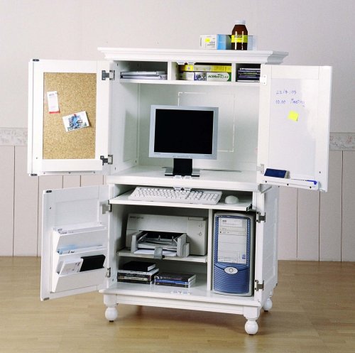 Hampton Computer Armoire - White