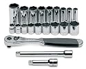 Bahco Snap On 804921 21 Piece 3/8-Inch Drive 3/8-Inch to 7/8-Inch 6 Point Standard and Deep Socket Set