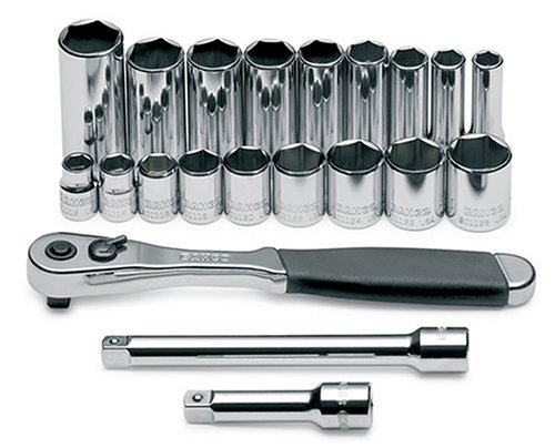 Bahco Snap On 804921 21 Piece 3/8-Inch Drive 3/8-Inch to 7/8-Inch 6 Point Standard and Deep Socket Set