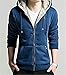 Unko Men's Casual Faux Fur Hoodies Outwear Sweatshirt Blue X-Large