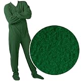 Big Feet PJs Green Fleece Footed Pajamas for Women and Men Medium