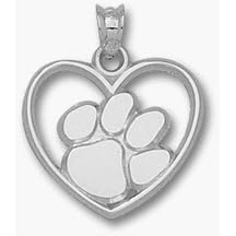 <b>Clemson Tigers "Paw" Heart Pendant - Sterling Silver Jewelry</b>