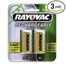 High-Capacity 1800 mAH Rayovac NM714-2 Rechargeable NiMH C Batteries