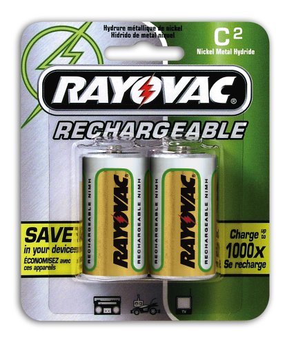 Rayovac Rechargeable NiMH Batteries (NM714-2), C Size, 2-Count Packages (Pack of 3)