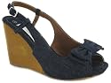 Platino "Supermodel" Ladies Denim Slingback Wedge Sandals - Denim
