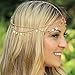 Suppion Fashion Chain Headband Head Shiny Piece Hair Band Tassels Gold