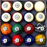 Pool Table Billiard Ball Set, Dark Marble Classic Style