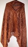 Brown Faux Fur Feather Pashmina Shawl / Stole / Wrap