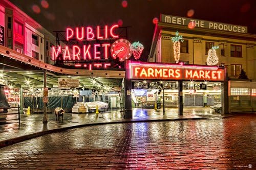 Handmade in the USA Cedar Jigsaw Puzzle - Features Seattle's Pike Place Market