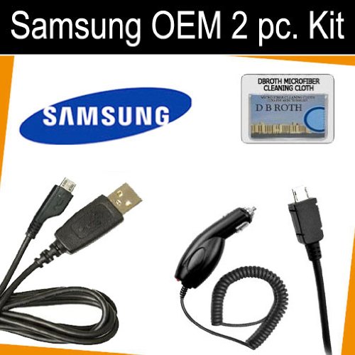 Original 2 Pc. Set OEM Data Cable + OEM Car Charger for your Samsung M320 - M330 + DBROTH Cloth Original 2 Pc. Set OEM Data Cable + OEM Car Charger for your Samsung M320 - M330 + DBROTH Cloth