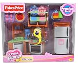 Fisher Price Loving Family Dollhouse Premium Decor Furniture Accessory Set with Sound FX - KITCHEN (H6391) with Oven Range, Kitchen Sink with Dishwasher, Refrigerator, 