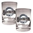 Milwaukee Brewers MLB 2pc Rocks Glass Set - Primary Logo by Great American Products