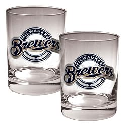 Milwaukee Brewers MLB 2pc Rocks Glass Set - Primary Logo by Great American Products