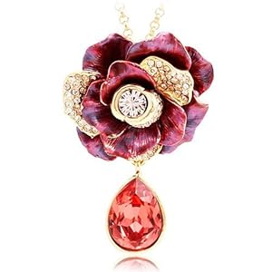MFYS 2013 New Purple Swarovski Element Crystal Flower Necklace for Women Gift with box