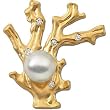 18K Yellow Gold Paspaley South Sea Cultured Fine Flat Button Pearl and Diamond Brooch