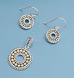 Sterling Silver Pendant and Earrings Set - Two-Tone O Design
