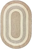 Indoor Outdoor Braided Area Rug 4x6 Oval Beige Blue