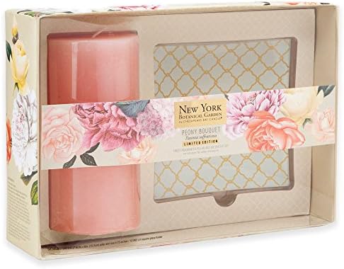 The New York Botanical Garden Peony Bouquet Pillar and Plate Set