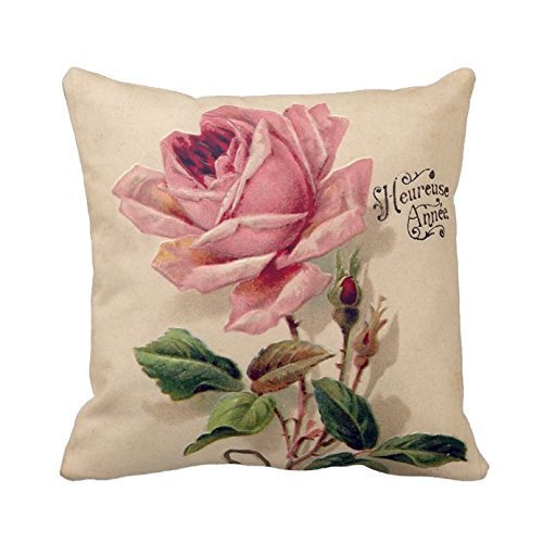 Pink Vintage Rose Throw Pillow Case Personalized Home Decor Cushion Cover Pillowcase 18x18 Twin Sides by Piillow