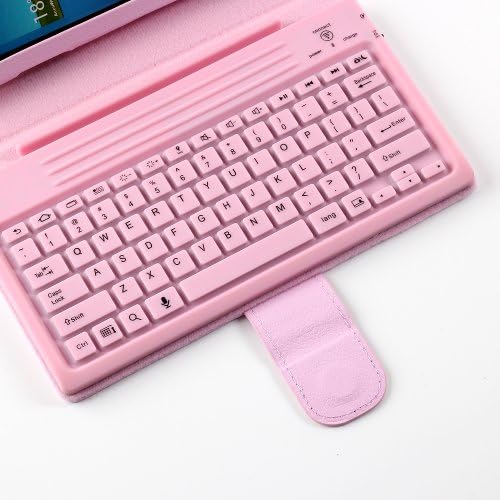 TPCROMEER Samsung Galaxy Tab 3 7.0 7" 7 Inch P3200 P3210 T210 T211 Tablet PU Leather Case Cover With Silicone Wireless Bluetooth Keyboard - Pink