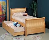Louis Phillipe Wooden Twin Sleigh Bed w/ Trundle in Natural