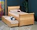 Louis Phillipe Wooden Twin Sleigh Bed w/ Trundle in Natural