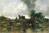 Review Easyart.com  / A Wooded River Landscape With Horses Working A Lock art print 30x44.1cm by Frederick Waters Watts