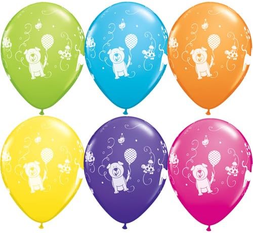 Cute & Cuddly Pets Tropical Assortment Qualatex 11 inch Latex Balloons x 5