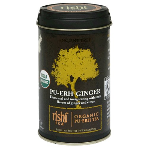 Rishi Tea Organic Pu-erh Ginger Loose Tea, 3.8-Ounce Tin 