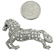 Antique Silvertone with Rhinestone Running Horse Brooch Pin