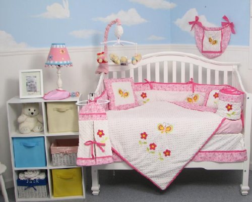 Boutique Butterflies Garden 10pcs Baby Crib Bedding Set