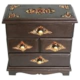Handmade Hand-etched Teak Wood Jewelry Box / Organizer With Velvet Lining (Thailand)