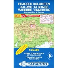 Pragser Dolomiten, Enneberg, Kronplatz: Wanderkarte Tabacco 031. 1:25000