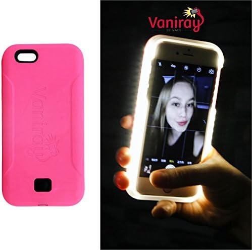 Vaniray Selfie Light iPhone Case for 6 and 6 plus. Illuminated case makes low light photos easy. Dragon Fruit Pink iPhone 6(s)