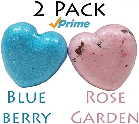His and Hers 2 Piece Heart Shaped Fizzy Bubbling Bath Bombs PREMIUM GIFT SET - Blue and Pink - by BELLARUE