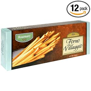 Forno Villaggio Torinese Breadsticks, Rosemary, 4.25-Ounce Boxes (Pack of 12) by Forno Villaggio
