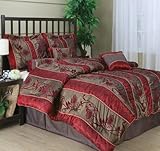 Luxury Crimson Darcy 7-Piece Comforter Set - Queen Size