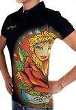 ED HARDY Christian Audigier Womens Polo Shirt Black Multi