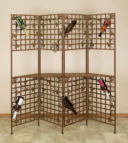 Kitchen: Metal Divider Bar/Shelf Holds Wine Bottles & Glasses