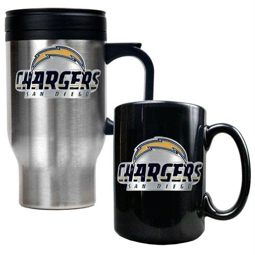 NFL San Diego Chargers Travel Mug & Ceramic Mug Set - Primary Logo