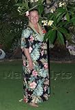 Round Neck Long Dress - Women's Exotic Garden Caftan Kaftan Style Hawaiian Aloha Evening Pullover Dress - Plus Size