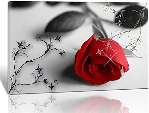 Eden Art 12x16 Inches Elegant Red Rose Picture Photo Prints on Canvas Walls Artwork, Contemporary Giclee Art Work for Living Room Wedding Decor, Stretched and Framed, Ready to Hang