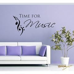 Wandtattoo Wandaufkleber Time for Music mit Musik Noten 78x40cm Schwarz