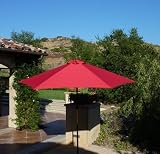 7ft wooden market umbrella with tilt mechanism - Red