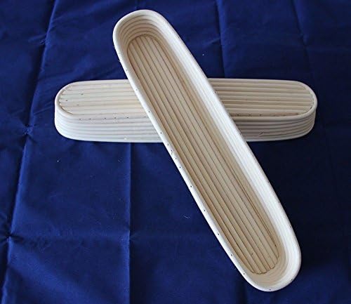 Ainest Round Oval Long Banneton Bortform Bread Dough Proofing Rattan Basket Handmade #12 Long 44 x9 x5cm4Pcs