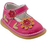 Wee Squeak Baby Toddler Girl Hot Pink Maryjane Orange Daisy Shoes 3-12