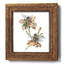 Day Lily Fairies - Gold Frame Magnet with pop-out easel (2-3/4" x 2-1/2")