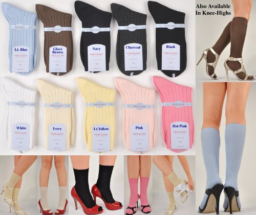 1 Pair SuperSoft Women's Pima Cotton Dress Weight Trouser Socks from Italy